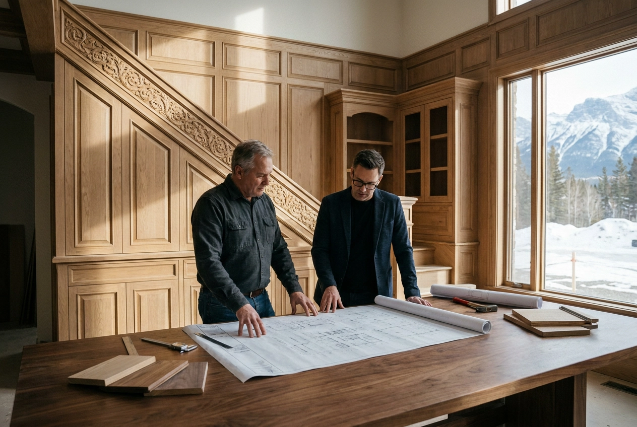 Professional header image for industry analysis: Calgary Custom Millwork for Luxury Homes: How Spec-Driven...